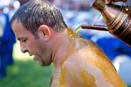 Oil Wrestling – Concept of Wrestling could stop their country from being affected by bad spirits.