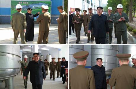 Kim Jong Un Visits Construction of Soap Factory and Renovated Manyo’ngdae Children’s Camp Kim Jong Un tours and discusses the construction of Ryo'ngaksan Soap Factory (Photos: Rodong Sinmun-KCNA).