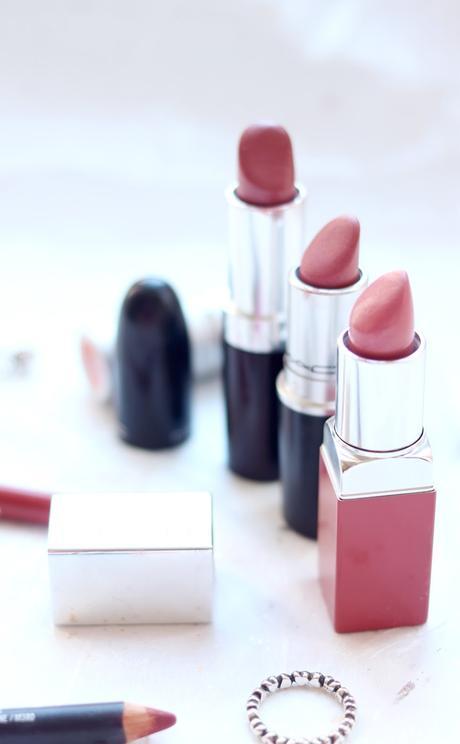 Everyday Nude - Pink Lipsticks, Rimmel Lipstick in Asia, Clinique Pop and Prime Lipstick in Sugar Pop and MAC Lipstick in Brave