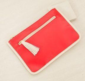 Adorne Two Toned Curved Tassel Clutch