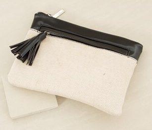 Adorne Two Toned Zip Front Clutch with Tassel