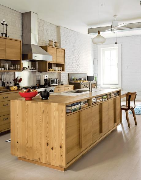 Modern kitchen with Douglas-fir island and cabinets