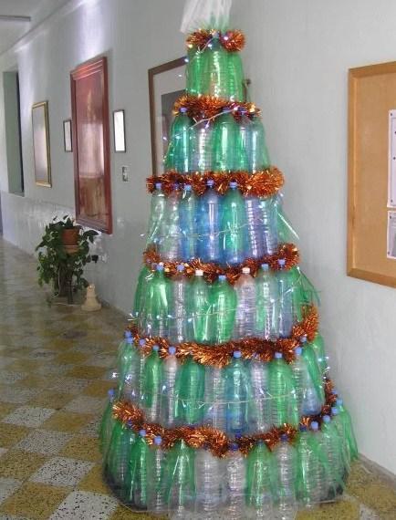 Empty Plastic Pop Bottle Transformed Into A Christmas Tree