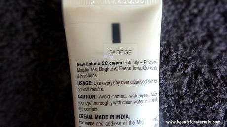 Lakme CC Cream Shade - Beige Review