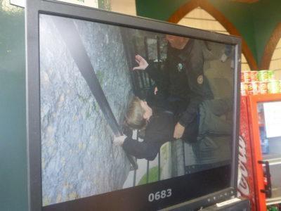 Kissing the Blarney Stone in County Cork, Republic of Ireland Getting ready to kiss the Blarney Stone
