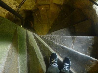 Kissing the Blarney Stone in County Cork, Republic of Ireland On the way to the top of Blarney Castle