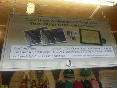 Kissing the Blarney Stone in County Cork, Republic of Ireland You can buy your photo for 10 Euros