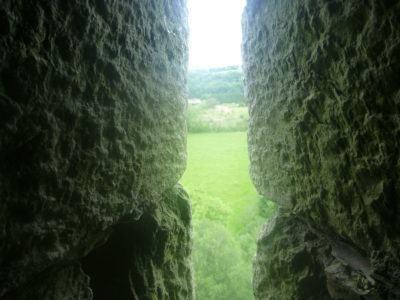 Kissing the Blarney Stone in County Cork, Republic of Ireland On the way to the top of Blarney Castle