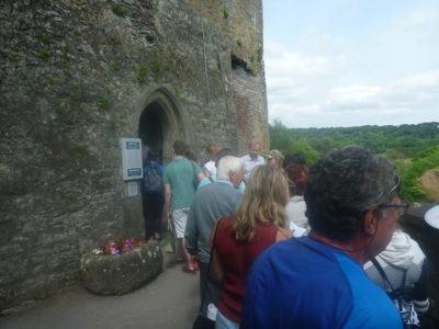 Kissing the Blarney Stone in County Cork, Republic of Ireland The queue into Blarney Castle