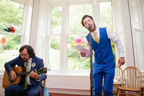 Weddings at Derwentwater Youth Hostel groomsman singing