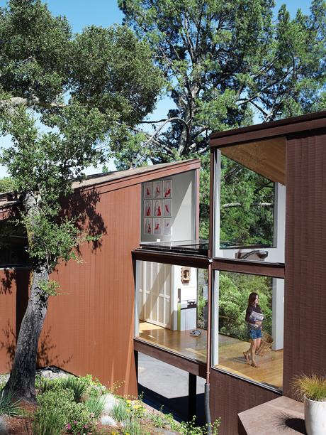 Outdoor view of bedroom pod and living room