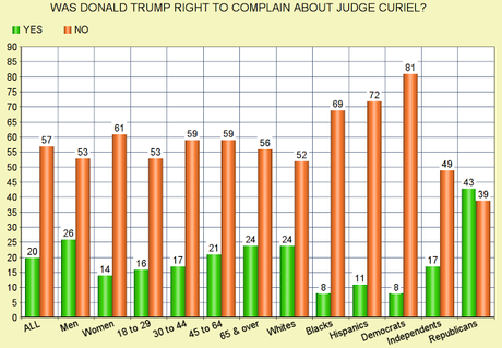 Public Doesn't Like Trump's Racist Attacks On Judge Curiel