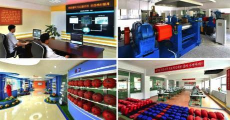 Parts of the Pyongyang Sports Apparatus Factory (Photos: Rodong Sinmun/KCNA).