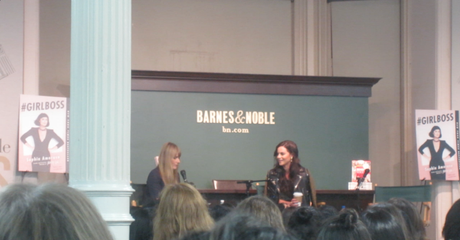 Amy Astley, Editor in Chief of TeenVogue, interviewing Sophia Amoruso at Barnes & Noble Union Square