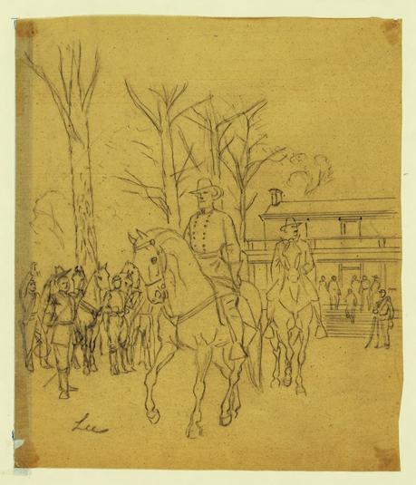 Robert E. Lee rides away from the courthouse.