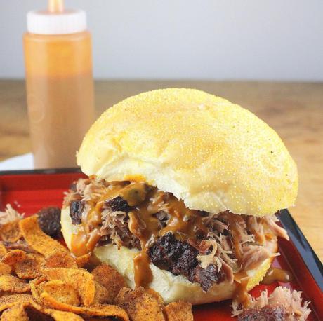 Strawberry Barbecue Chicken Pulled Pork with South Carolina Mustard BBQ Sauce