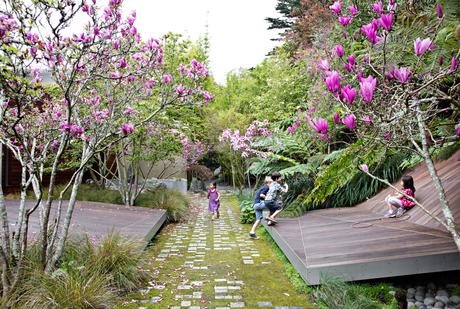 A California garden home's slate pavers. 