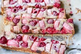 Raspberry Rhubarb Almond Bars (Gluten Free + Paleo)