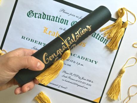 Graduation Diploma Invitations with DIY Tassels