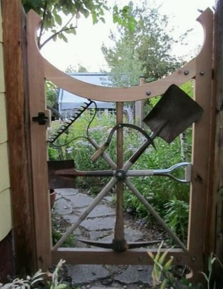 Garden Tools Transformed Into a Garden Gate