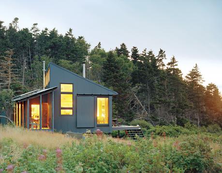 Exterior view of modern cottage in Maine
