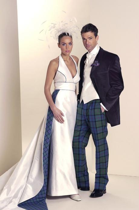 Wedding dress with tartan