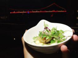 Scallops Truffled Cauliflower with Spanish sausage, green peas and burnt butter vinaigrette.