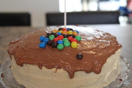 Anti-Gravity M&Ms Peanut Butter Chocolate Cake
