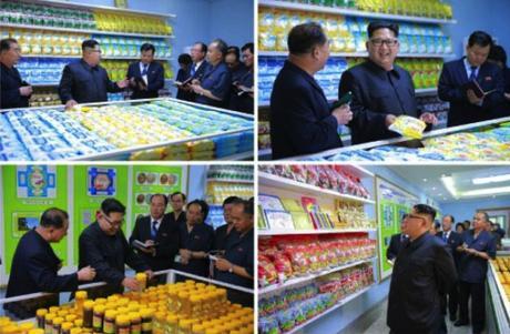 Kim Jong Un inspects products of the Pyongyang Cornstarch Factory (Photos: Rodong Sinmun/KCNA).