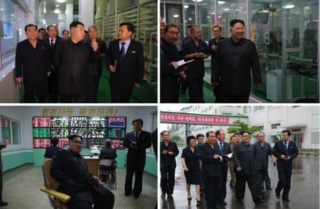 Kim Jong Un tours packing, control and quality inspection areas of the Pyongyang Cornstarch Factory (Photos: Rodong Sinmun/KCNA).