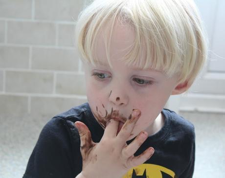Little Boy Bakes: M & M's Surprise Inside Chocolate Fudge Cake
