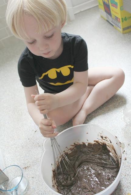 Little Boy Bakes: M & M's Surprise Inside Chocolate Fudge Cake