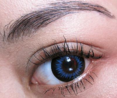 Blue colored contact for brown eyes