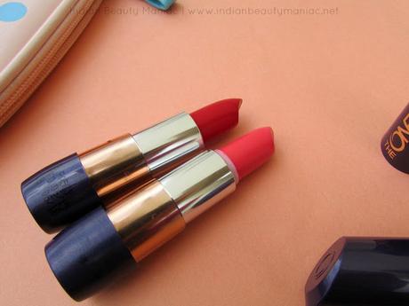 Oriflame The One 5 in 1 Color Stylist Lipstick in Sweet Tangerine and London Red, Oriflame The One lipsticks, Sweet Tangerine, London Red, Review, Swatches, Indian Beauty Maniac, Indian Beauty Blogger, Indian Makeup Blogger