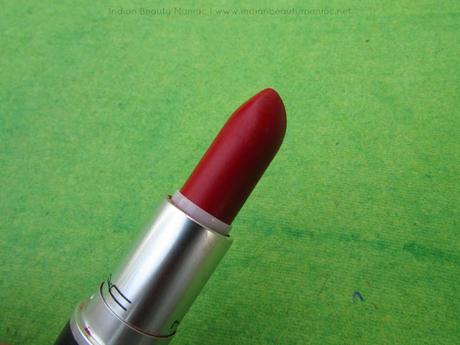 MAC Retro Matte Ruby Woo Review, Ruby Woo on Indian Skin tone, Ruby Woo on NC40, MAC Lipsticks in India, Ruby Woo Swatch, Indian Beauty Blogger, Indian Makeup Blogger