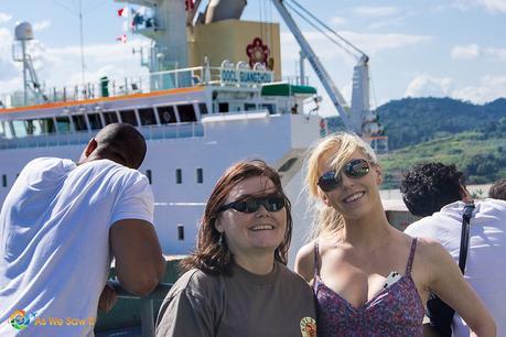 Linda and her daughter at the Panama Canal
