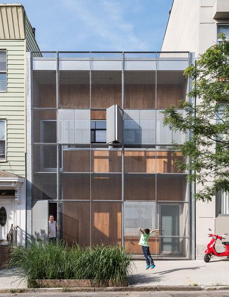 Geometric facade of the Baumann family residence