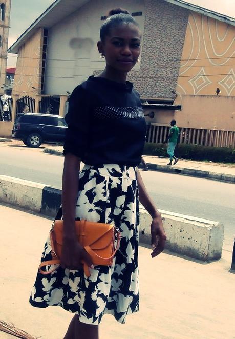 Work Style // Black Floral Skirt