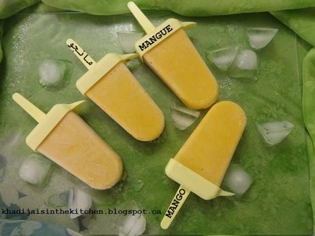 SUCETTES GLACÉES À LA MANGUE / MANGO ICE POPS / PALETAS HELADAS DE MANGO /  مصاصات المانجو المجمدة