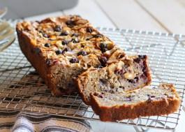 Toasted Coconut Blueberry Banana Bread (GF, Low Fat)