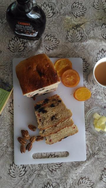 Chocolate Bread with Candied Orange , Pecans and Maple Syrup -Egg Free