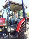 Test driving the tractor at Bauer's Organic Farm.