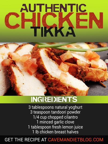 paleo dinner recipes chicken tikka main image with ingredients