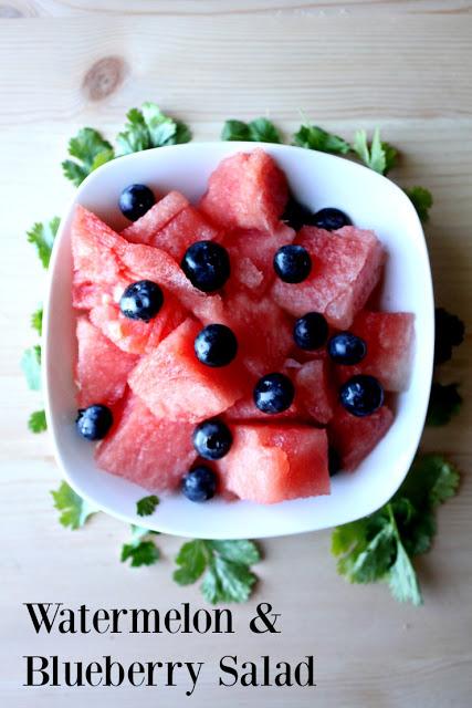 Easy Patriotic Salad: Watermelon & Blueberry Salad