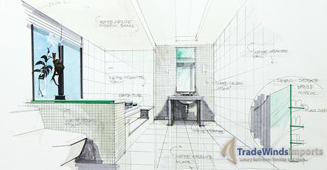 sketch of a bathroom interior