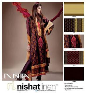 Nishat Linen Summer Spring Embroidered Lawn Suit Collection 2012
