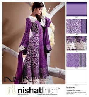 Nishat Linen Summer Spring Embroidered Lawn Suit Collection 2012