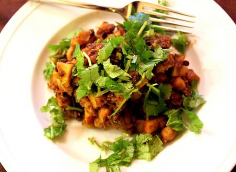 Chickpea and Lentil Saute with Apples and Curry