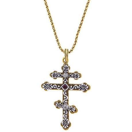 st nicholas double cross necklace