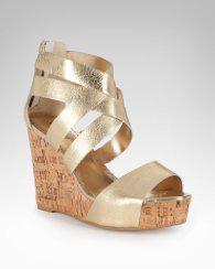 Stella Strappy Leather Cork Wedge Sandal